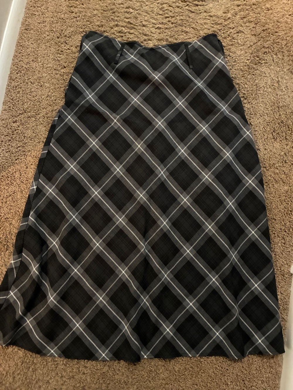Fashion Bug Black and Gray Plaid A-Line Skirt
